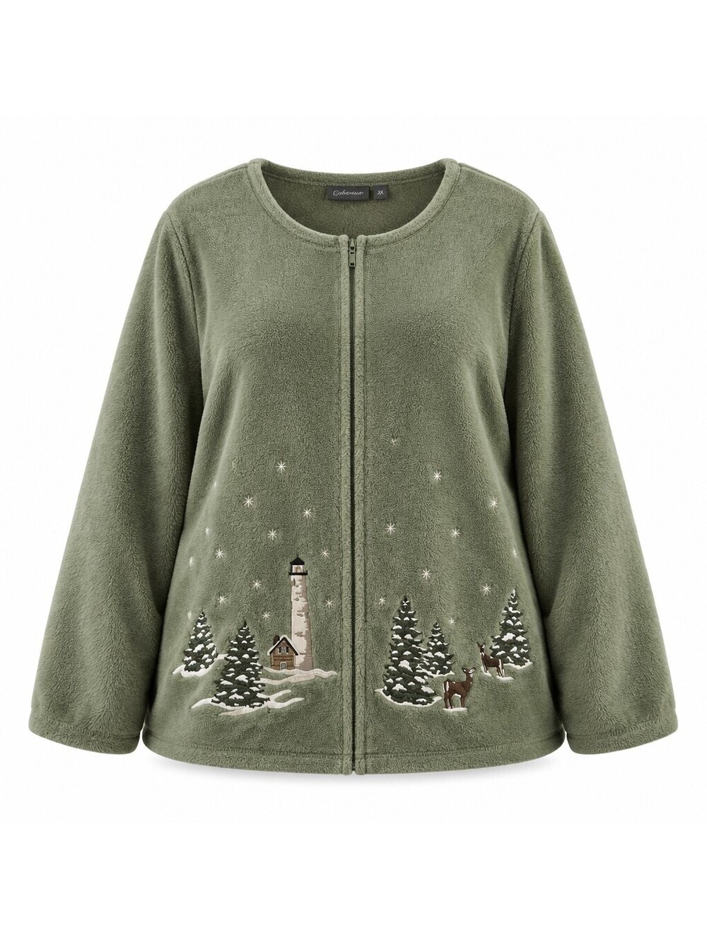 VTG 90s Croft & Barrow Fleece Jacket 3X Grandmacore Christmas Winter Scene 5108